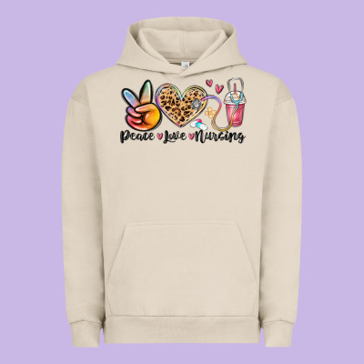 Peace Love Nursing Urban Hoodie Designed By Maliassmallbusiness