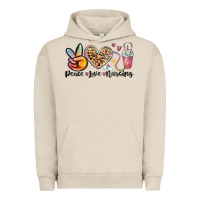 Pigment French Oak peace love nursing Urban Hoodie - MaliasSmallBusiness