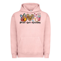 Pigment Salmon peace love nursing Urban Hoodie - MaliasSmallBusiness