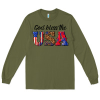 Army Green god bless the usa Long Sleeve Tee - texasbilliewilder