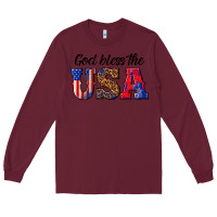 Burgundy god bless the usa Long Sleeve Tee - texasbilliewilder