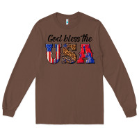 Chestnut god bless the usa Long Sleeve Tee - texasbilliewilder