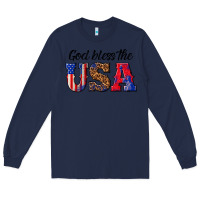 Navy god bless the usa Long Sleeve Tee - texasbilliewilder