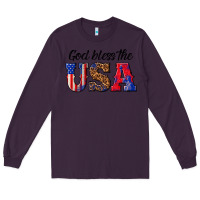 Plum god bless the usa Long Sleeve Tee - texasbilliewilder
