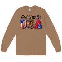 Toasted Coconut god bless the usa Long Sleeve Tee - texasbilliewilder