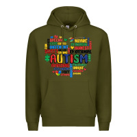 Army Green autism heart Premium Hoodie - MaliasSmallBusiness