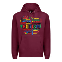 Burgundy autism heart Premium Hoodie - MaliasSmallBusiness