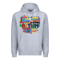 Heather Grey autism heart Premium Hoodie - MaliasSmallBusiness
