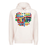 Pale Pink autism heart Premium Hoodie - MaliasSmallBusiness