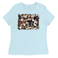 Baby Blue black and brown cowhide background Ladies Tee - BarkalooDesign