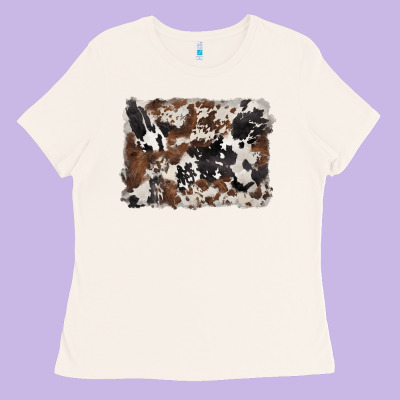 Black And Brown Cowhide Background Ladies Tee Designed By Barkaloodesign