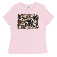 Bubblegum Pink black and brown cowhide background Ladies Tee - BarkalooDesign