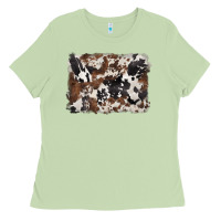 Matcha black and brown cowhide background Ladies Tee - BarkalooDesign