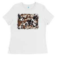 White black and brown cowhide background Ladies Tee - BarkalooDesign