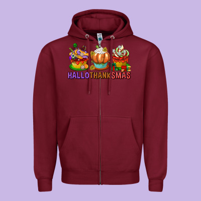 Hallothanksmas Cupcakes Zipper Hoodie Designed By Texasbilliewilder