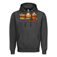 Charcoal Heather hallothanksmas cupcakes Zipper Hoodie - texasbilliewilder