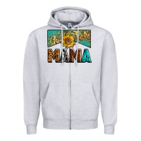 Heather Grey mama sunflower junkie Zipper Hoodie - Zillion Design Studio