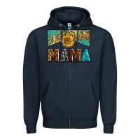 Navy mama sunflower junkie Zipper Hoodie - Zillion Design Studio
