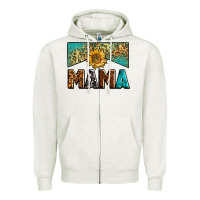 Oatmeal Heather mama sunflower junkie Zipper Hoodie - Zillion Design Studio