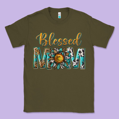 Western Blessed Mom With Sunflower Classic Tee Designed By Texasbilliewilder