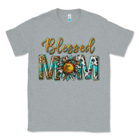 Heather Grey western blessed mom with sunflower Classic Tee - texasbilliewilder