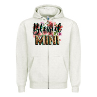 Oatmeal Heather flowers blessed mini Zipper Hoodie - Zillion Design Studio