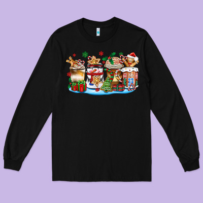 Christmas Cookie Coffee Cups Long Sleeve Tee Designed By Zillion Design Studio