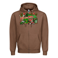 Chestnut christmas tractor coffee cups Zipper Hoodie - texasbilliewilder