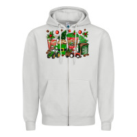Dove Grey christmas tractor coffee cups Zipper Hoodie - texasbilliewilder