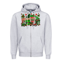 Heather Grey christmas tractor coffee cups Zipper Hoodie - texasbilliewilder