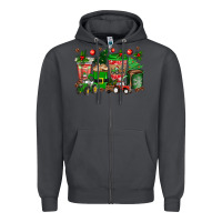 Smoke christmas tractor coffee cups Zipper Hoodie - texasbilliewilder