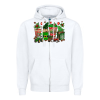 White christmas tractor coffee cups Zipper Hoodie - texasbilliewilder