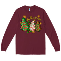 Burgundy tis the season christmas cake Long Sleeve Tee - Zillion Design Studio