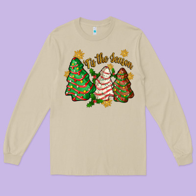 Tis The Season Christmas Cake Long Sleeve Tee Designed By Zillion Design Studio