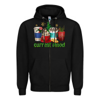 Black coffee cups current mood Zipper Hoodie - texasbilliewilder