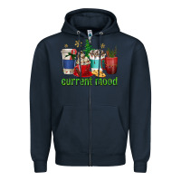 Navy coffee cups current mood Zipper Hoodie - texasbilliewilder