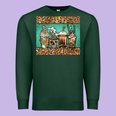Skeleton Coffee Cups Premium Sweatshirt Designed By Jasminsmagicworld