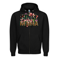 Black flowers blessed mama Zipper Hoodie - Zillion Design Studio