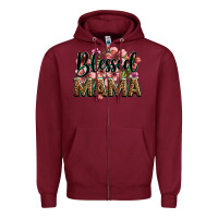 Burgundy flowers blessed mama Zipper Hoodie - Zillion Design Studio