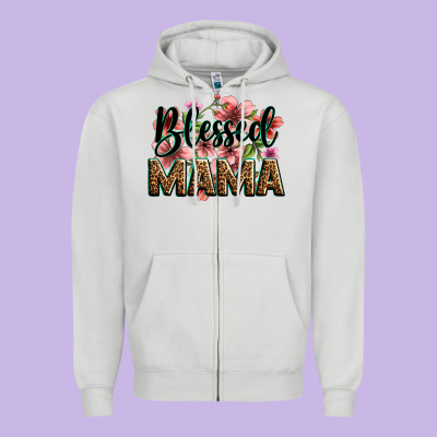 Flowers Blessed Mama Zipper Hoodie Designed By Zillion Design Studio