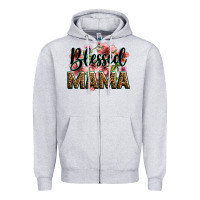 Heather Grey flowers blessed mama Zipper Hoodie - Zillion Design Studio