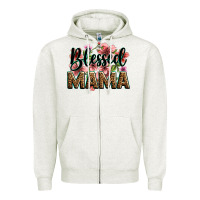 Oatmeal Heather flowers blessed mama Zipper Hoodie - Zillion Design Studio