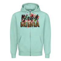 Seafoam flowers blessed mama Zipper Hoodie - Zillion Design Studio