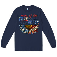 Navy home of the free because of the brave sunflower bi Long Sleeve Tee - texasbilliewilder