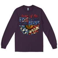 Plum home of the free because of the brave sunflower bi Long Sleeve Tee - texasbilliewilder