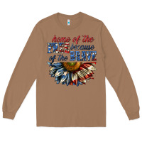 Toasted Coconut home of the free because of the brave sunflower bi Long Sleeve Tee - texasbilliewilder