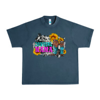 Midnight Navy cowgirl mama with boots and sunflowers and cowhide Urban Heavy Tee - Artiststas