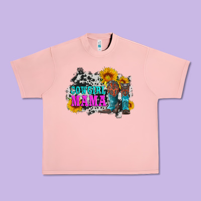 Cowgirl Mama With Boots And Sunflowers And Cowhide Urban Heavy Tee Designed By Artiststas