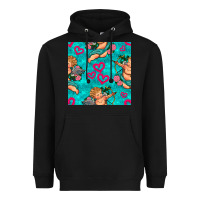 Black valentines day cupid and neon heart seamless pattern Heavyweight Hoodie - BundleAndBundleShop