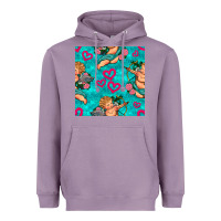Lavender valentines day cupid and neon heart seamless pattern Heavyweight Hoodie - BundleAndBundleShop
